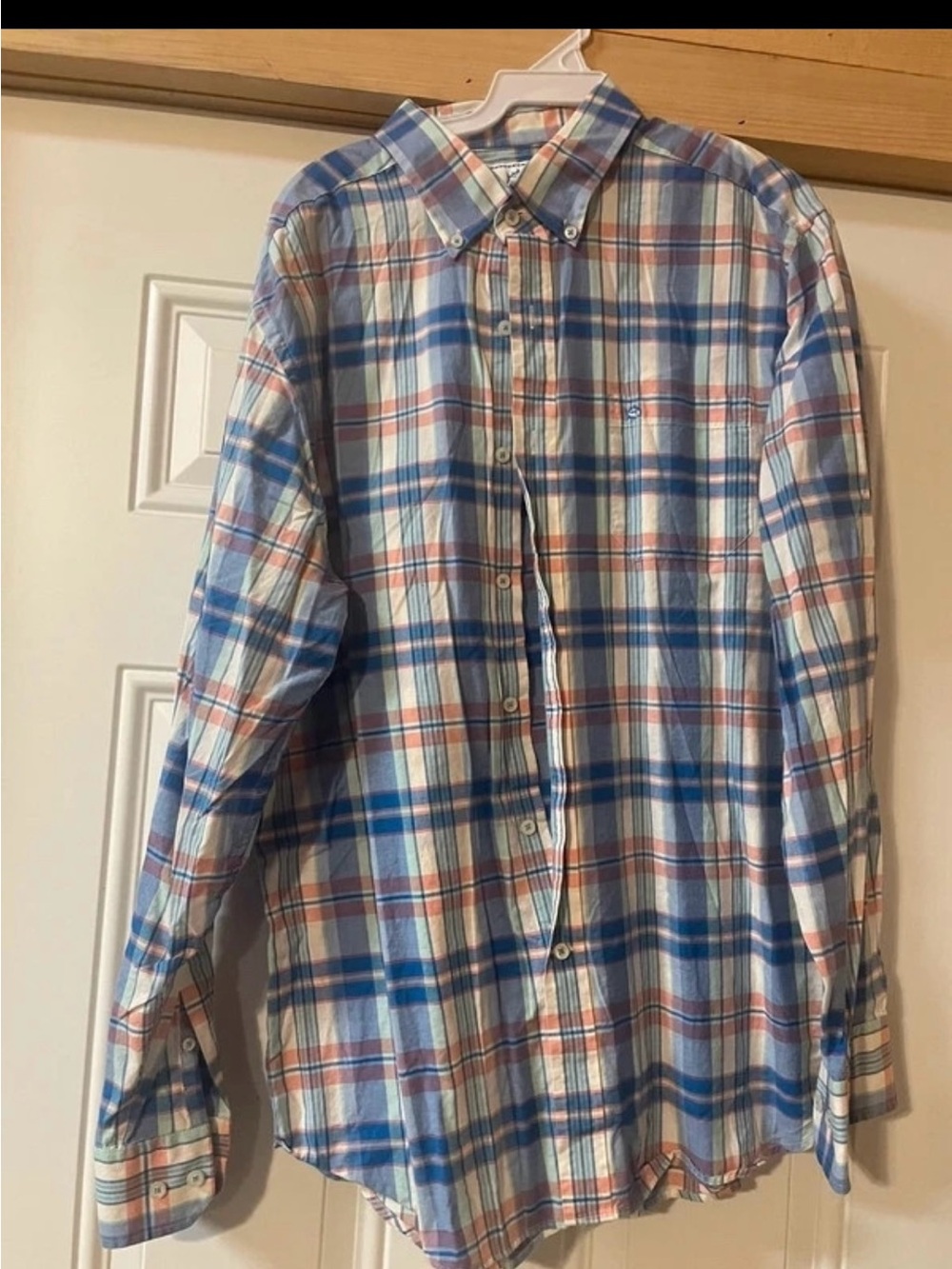 Southern Tide Blue, White & Tan Plaid Button-Down Shirt